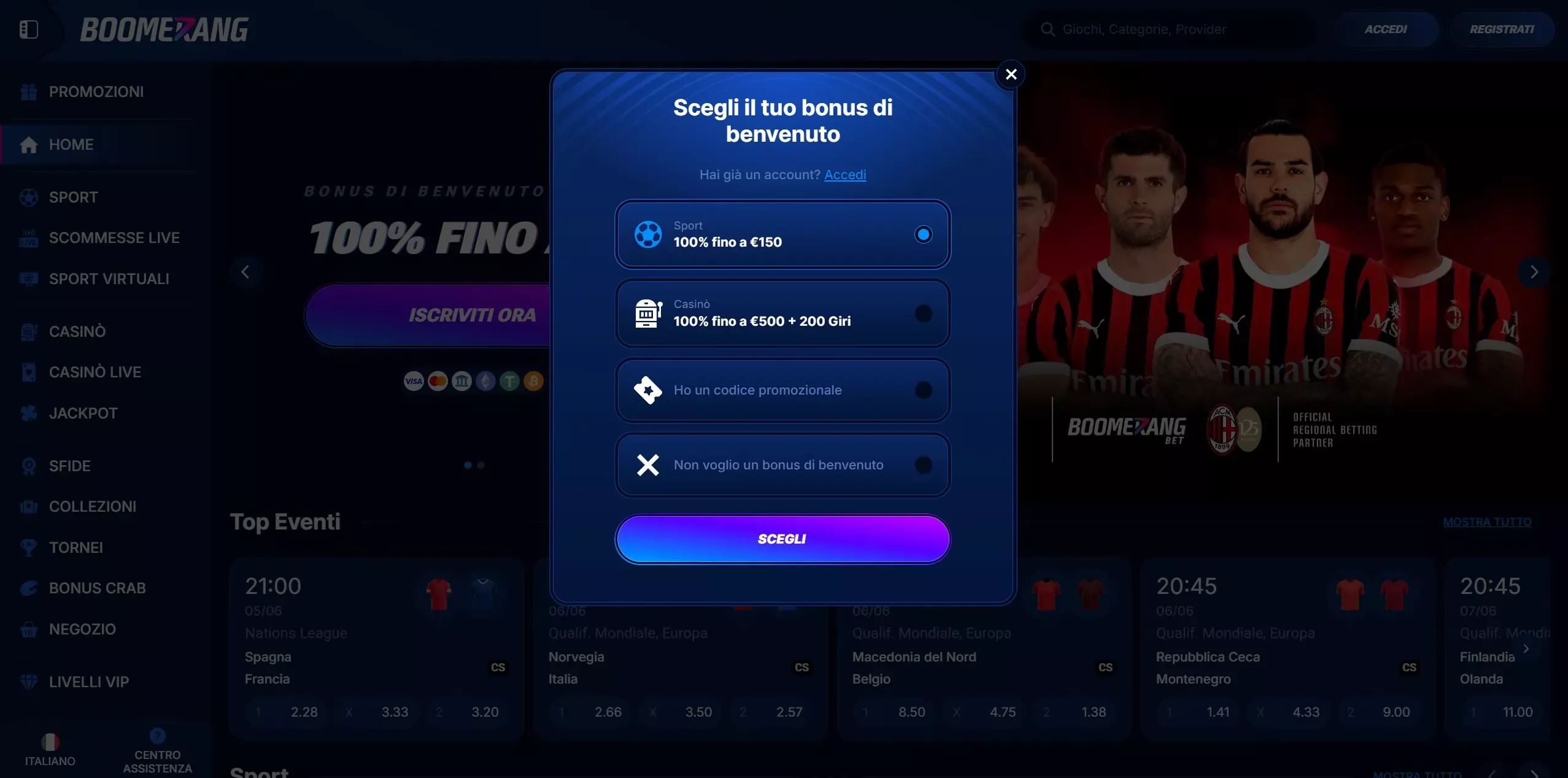 boomerang bet accesso