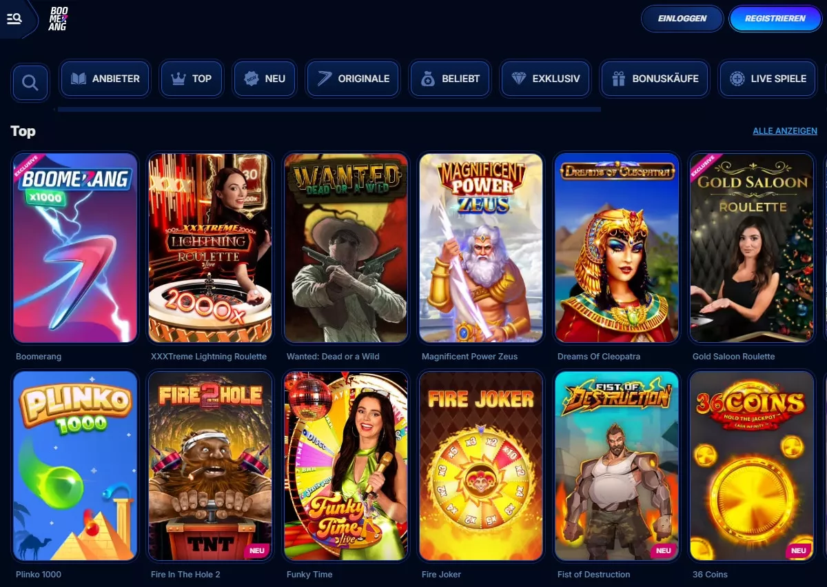 boomerang bet Casino Spiele