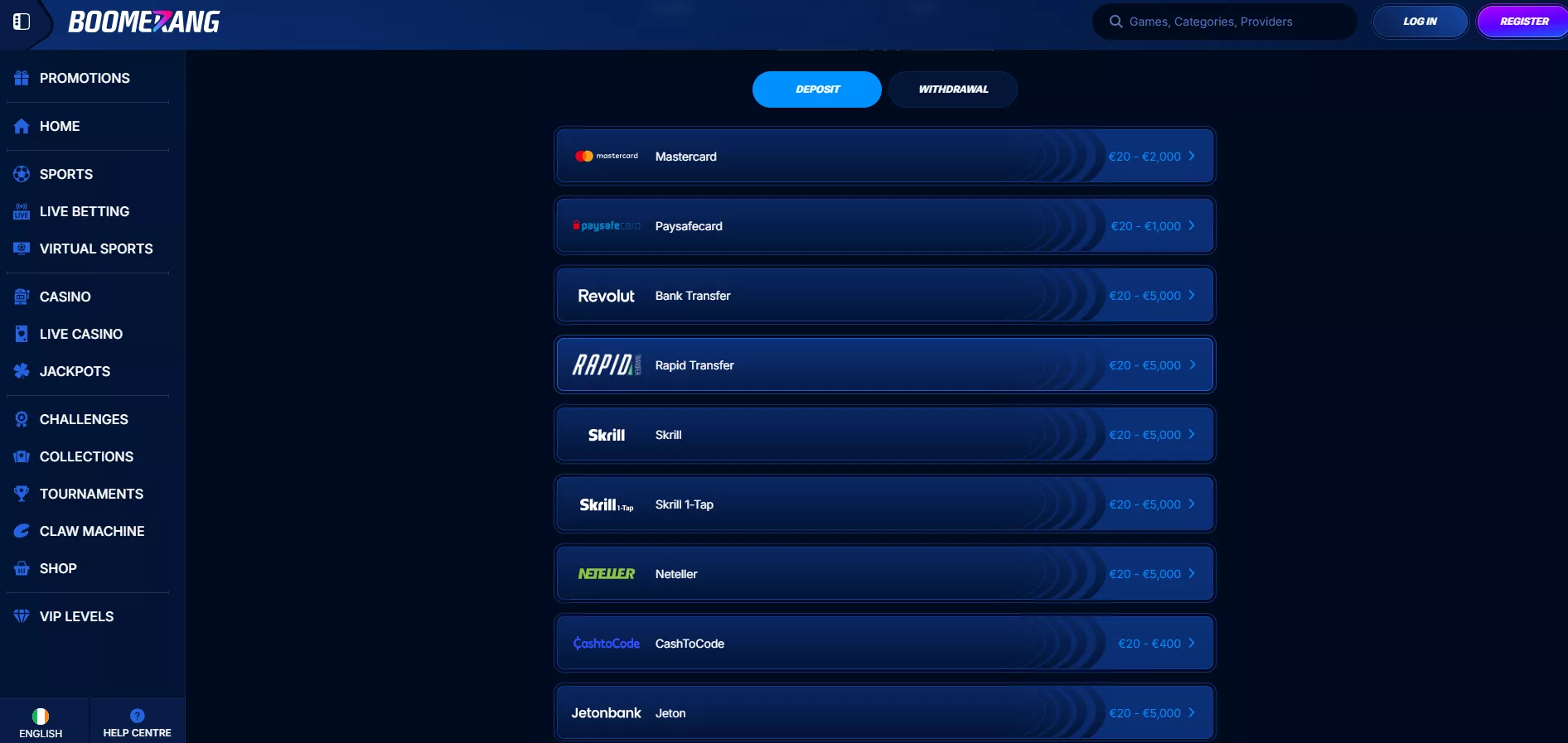 laadi alla boomerang bet