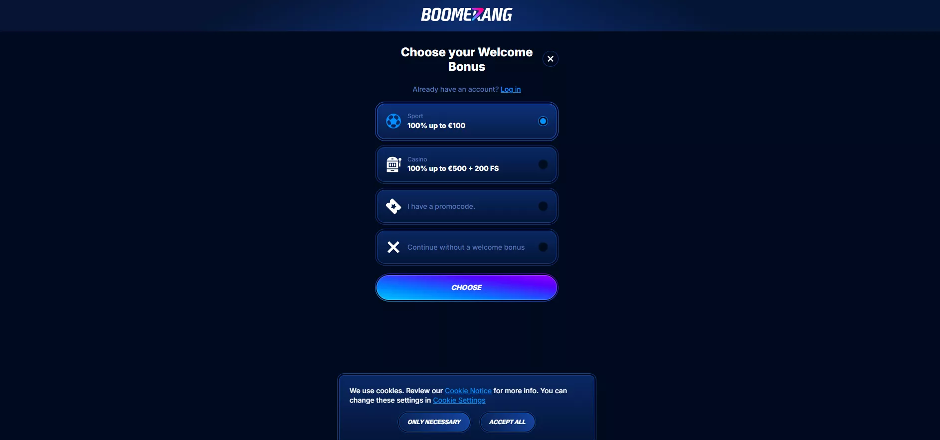 boomerang bet депозит