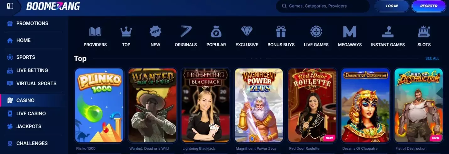 boomerang bet žaidimai