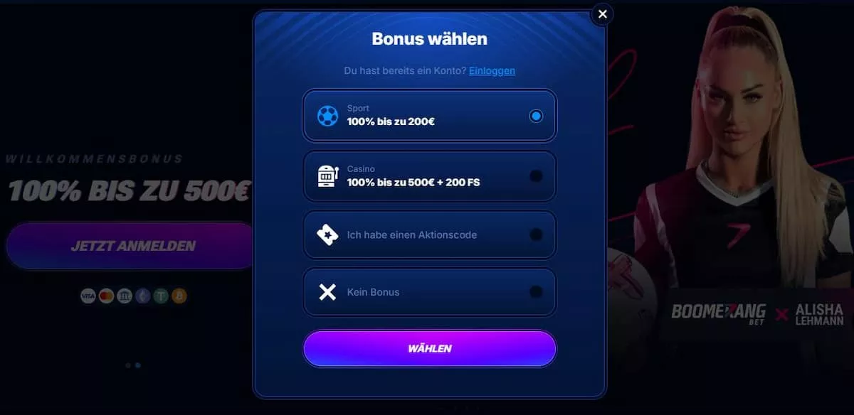 Boomerang Sportwetten Bonus Codes