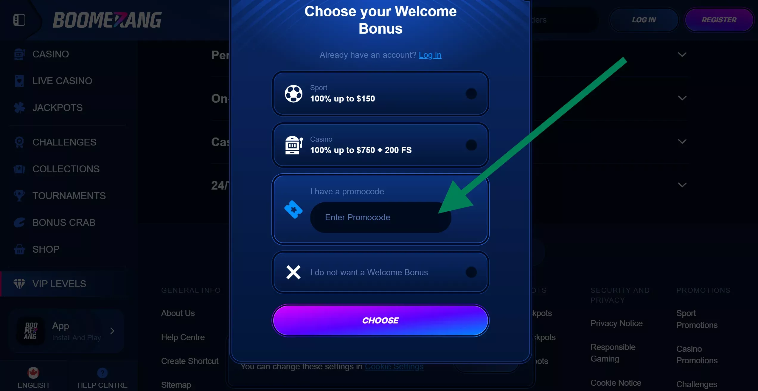 Boomerang Sportwetten Bonus Codes 60